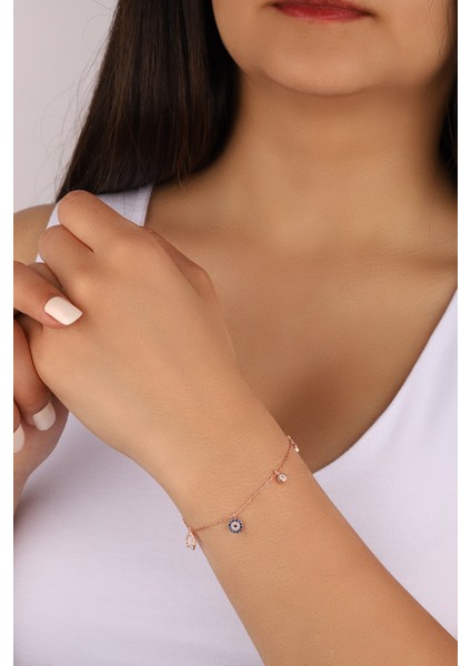 Rose Nazarlı Şans Model 925 Ayar Gümüş Bileklik fiyatları