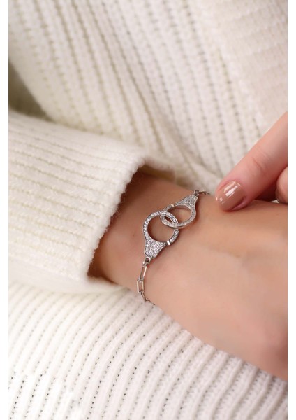 Zirkon Taşlı Kelepçe Model 925 Ayar Gümüş Bileklik