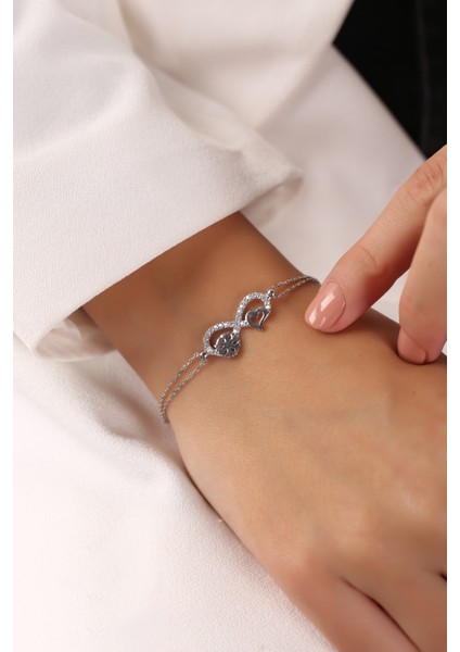 Kartanesi Kapli Sonsuzluk 925 Ayar Gümüş Bileklik