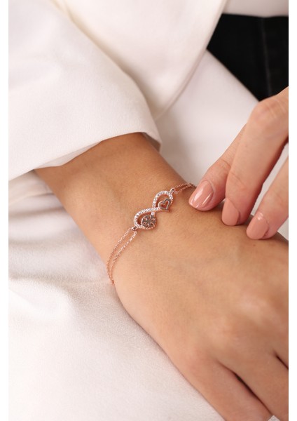 Rose Kartanesi Kapli Sonsuzluk 925 Ayar Gümüş Bileklik