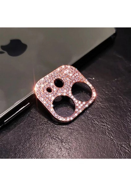 Apple iPhone 11 Uyumlu 3D Taşlı Kamera Lens Koruyucu