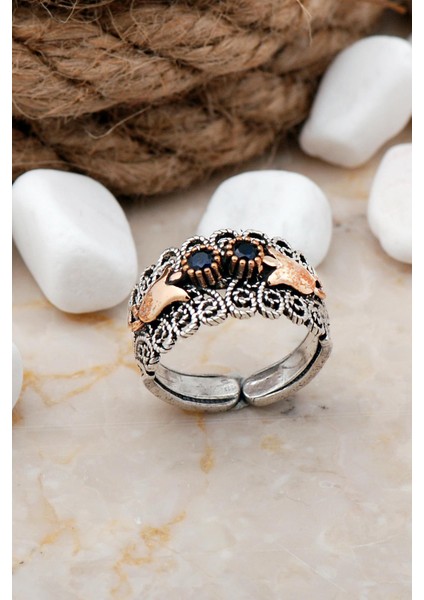 Telkari Elişi Taşlı Laleli Gümüş Yüzük 3250