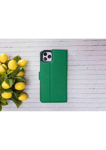 Apple iPhone 11 Pro Uyumlu Deri Cüzdanlı Kılıf Erc4 Yeşil