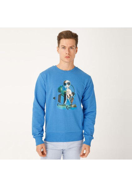 Sweatshirt Nature Ormanın Kralı Erkek Mavi