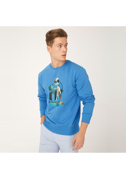 Sweatshirt Nature Ormanın Kralı Erkek Mavi modelleri