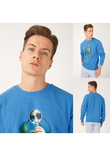 Sweatshirt Nature Ormanın Kralı Erkek Mavi fırsatları