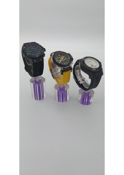 Saat Standı 3'lü Set Lazer Model Oval Lila