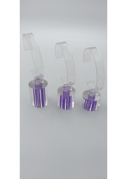 Saat Standı 3'lü Set Lazer Model Oval Lila