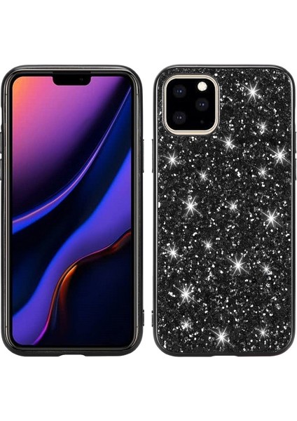 Apple iPhone 11 Pro Max 6.5 Inç Uyumlu Simli Telefon Kılıfı - Siyah (Yurt Dışından)