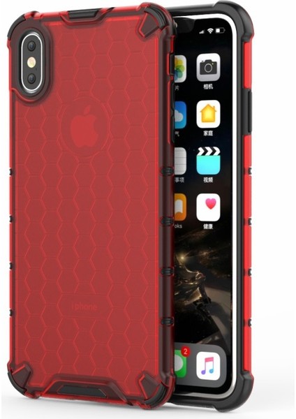 Apple iPhone Xs Için Max 6.5 Inç Uyumlu Tpu+Pc Hibrit Telefon Kılıfı - Kırmızı (Yurt Dışından)