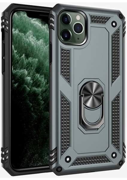 Apple iPhone 11 Pro Max 6.5 Inç Uyumlu Tpu + Pc Hibrit Telefon Kılıfı - Koyu Yeşil (Yurt Dışından)