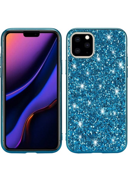 Apple iPhone 11 Pro Max 6.5 Inç Uyumlu Simli Telefon Kılıfı - Mavi (Yurt Dışından)