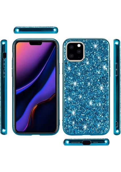 Apple iPhone 11 Pro Max 6.5 Inç Uyumlu Simli Telefon Kılıfı - Mavi (Yurt Dışından) fiyatları