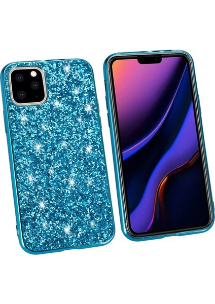 Apple iPhone 11 Pro Max 6.5 Inç Uyumlu Simli Telefon Kılıfı - Mavi (Yurt Dışından) modelleri