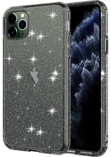 Apple iPhone 11 Pro Max 6.5 Inç Uyumlu Simli Telefon Kılıfı - Şeffaf Siyah (Yurt Dışından)