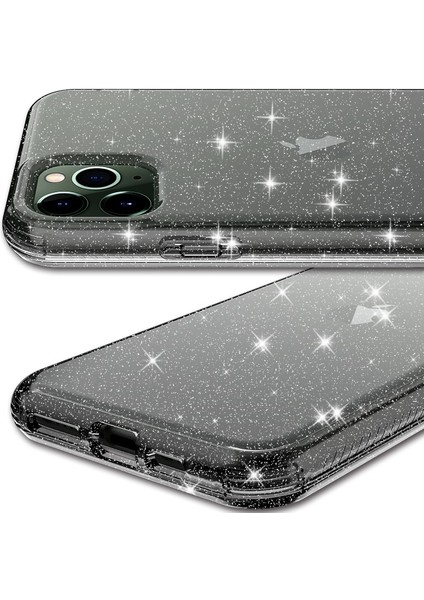 Apple iPhone 11 Pro Max 6.5 Inç Uyumlu Simli Telefon Kılıfı - Şeffaf Siyah (Yurt Dışından) modelleri