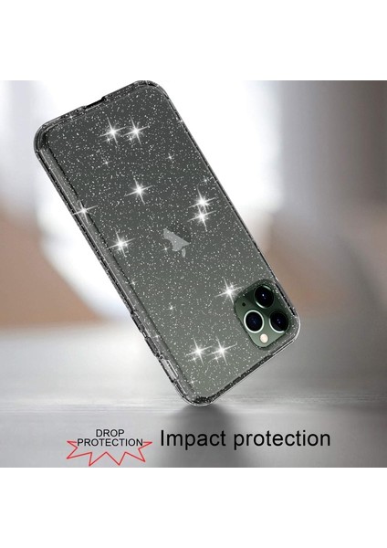 Apple iPhone 11 Pro Max 6.5 Inç Uyumlu Simli Telefon Kılıfı - Şeffaf Siyah (Yurt Dışından) fırsatları