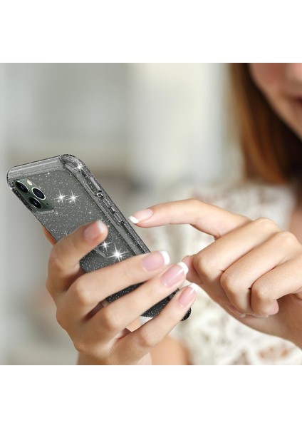 Apple iPhone 11 Pro Max 6.5 Inç Uyumlu Simli Telefon Kılıfı - Şeffaf Siyah (Yurt Dışından) indirimleri