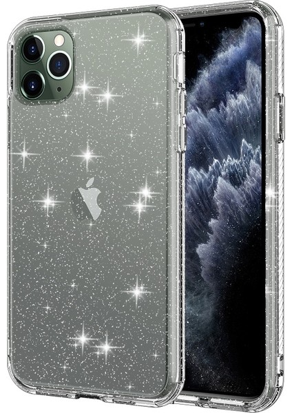 Apple iPhone 11 Pro Max 6.5 Inç Uyumlu Simli Telefon Kılıfı - Şeffaf (Yurt Dışından)
