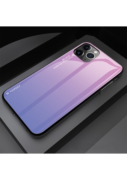 Apple iPhone 11 Pro 5.8 Inç Uyumlu Tpu Pc Degrade Camlı Telefon Kılıfı - Pembe / Mor (Yurt Dışından)