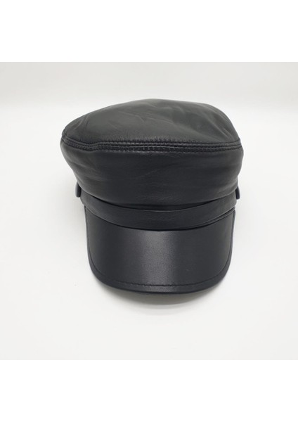 Bayan Deri Şapka Arkası Lastikli Siyah Renk modelleri