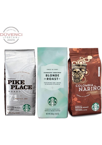 Blonde Roast, Pike Place ve Colombia Çekirdek Kahve 250 gr fiyatları