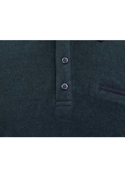 Rahat Kalıp Polo Yaka Selanik Desen Cep Detaylı Yeşil Erkek Triko fiyatları