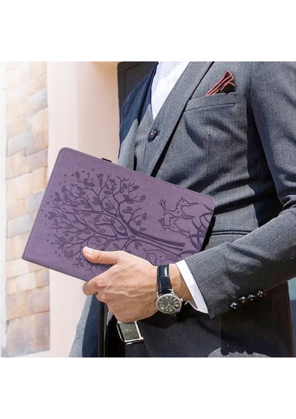Pu Deri Galaxy Tab S7 SM-T870 / SM-T875 / SM-T876B Için Tablet Kılıfı - Mor (Yurt Dışından)