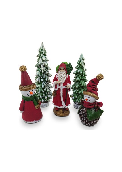 Dekoratif Yılbaşı Biblo Seti (5 Parça)