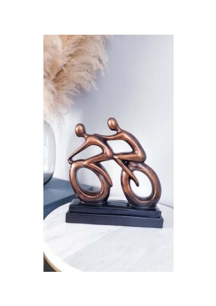 Dekoratif Polyester Bisikletli Çift Heykeli (30X27CM)