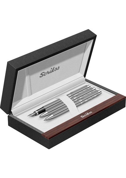 Isme Özel Scrikss 722W Üçlü Set Balıksırtı Desenli Krom