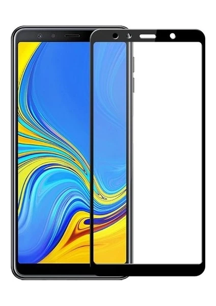 Samsung Galaxy A7 2018 Tam Ekran Koruyucu Kırılmaz Cam 9H Temperli Koruma Dayanıklı 5D