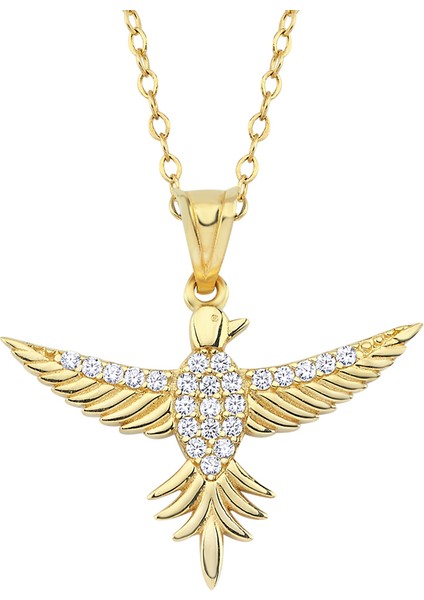 Altın Zümrüdü Anka Kuşu Kolye