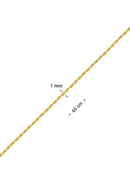 Altın Ince Burgu Zincir 45 cm