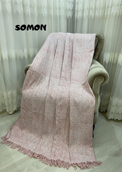 Lüks Pamuklu Koltuk Örtüsü Somon