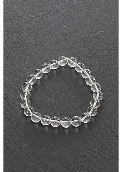 Kristal Kuvars Doğal Taş Bileklik (8mm Küre Kesim)