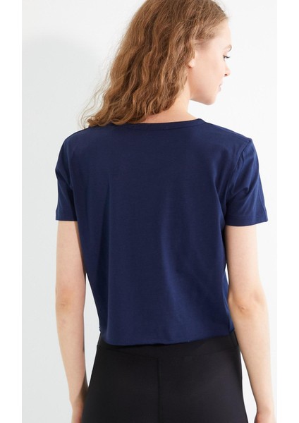 Kadın Baskılı T-Shirt Lacivert indirimleri