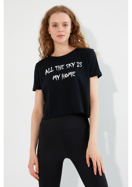 Kadın Baskılı T-Shirt Siyah