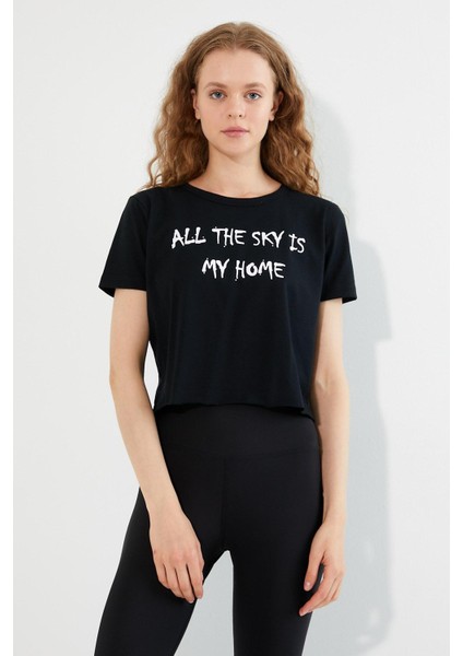 Kadın Baskılı T-Shirt Siyah fiyatları