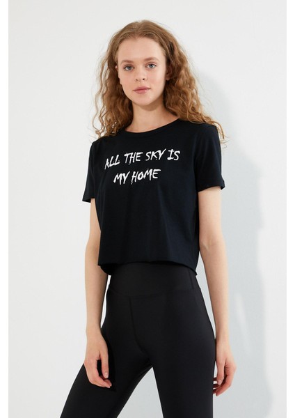 Kadın Baskılı T-Shirt Siyah fırsatları
