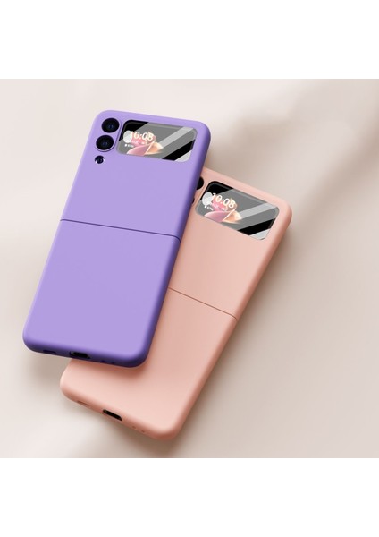 Darbeye Dayanıklı Pu Deri Kaplamalı Sert Pc Telefon Kılıfı + Temperli Cam Ekran Koruyucu - Samsung Galaxy Z Flip3 5g (Yurt Dışından)