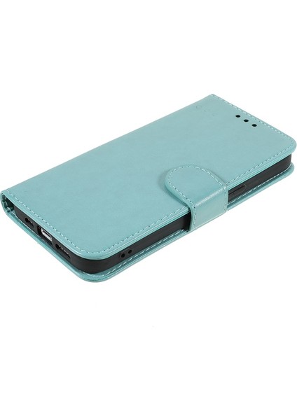 iPhone 13 Pro Için Dayanıklı Manyetik Pu Deri Cüzdan Tasarım Bilek Kayışlı Standlı Kılıf - Yeşil (Yurt Dışından)