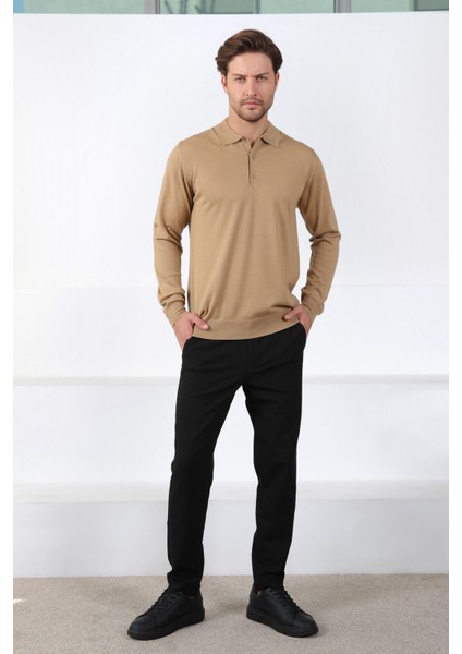 Camel Polo Yaka Superfine Erkek Triko Kazak