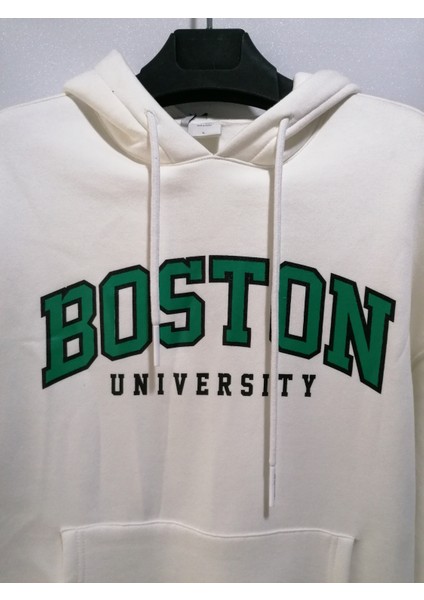 3 Iplik Şardonlu Kapüşonlu Ön Boston Baskılı Oversize Sweatshirt fiyatları