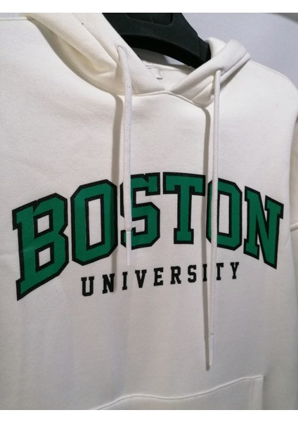 3 Iplik Şardonlu Kapüşonlu Ön Boston Baskılı Oversize Sweatshirt modelleri