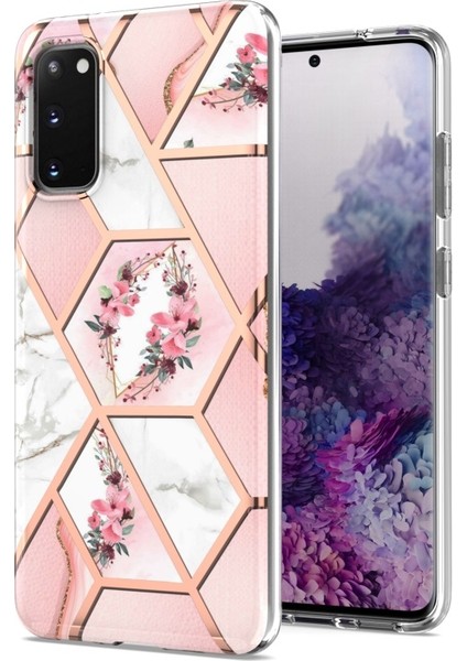 Çizilmez Mermer Desenli Tasarım Galvanik Yumuşak Tpu Telefon Kılıfı - Samsung Galaxy S20 (Yurt Dışından)