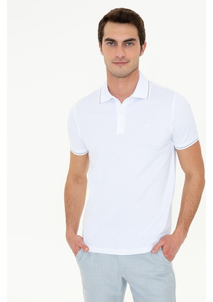 Erkek Beyaz Slim Fit Polo Yaka Basic Tişört 50252448-VR013