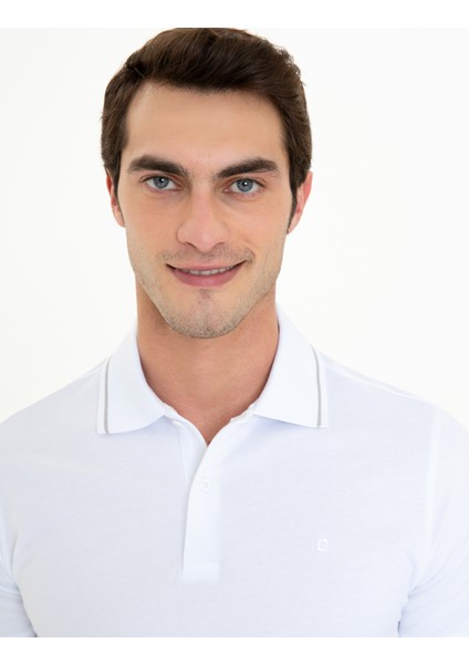 Erkek Beyaz Slim Fit Polo Yaka Basic Tişört 50252448-VR013