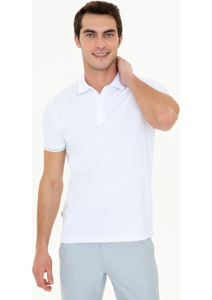 Erkek Beyaz Slim Fit Polo Yaka Basic Tişört 50252448-VR013