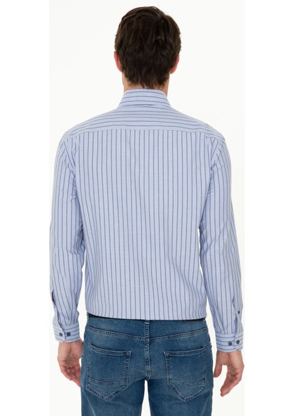 Erkek Lacivert Slim Fit Uzun Kollu Gömlek 50255975-VR033 fırsatları